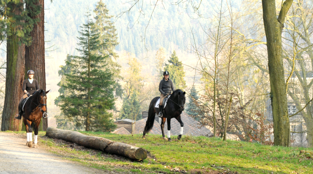 Jessica mit dem 4jhrigen Exclusiv-Sohn aus der Vicenza und Sophie mit Oliver Twist - Foto: Beate Langels - Trakehner Gestt Hmelschenburg